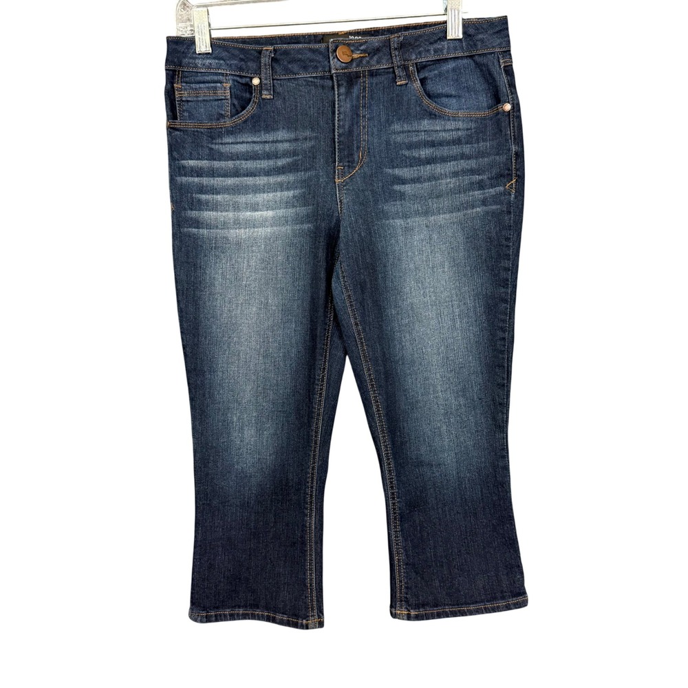 1822 Denim Capri Jeans Womens 8 Dark Wash Whiskered Mid Rise Cropped CJ8M3061E2